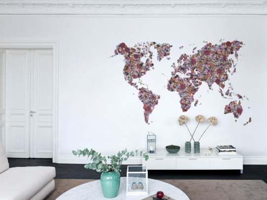 Weltkarte Wandbild Floral World von Rebel Walls - Multi