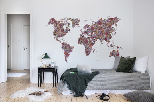 Weltkarte Wandbild Floral World von Rebel Walls - Multi