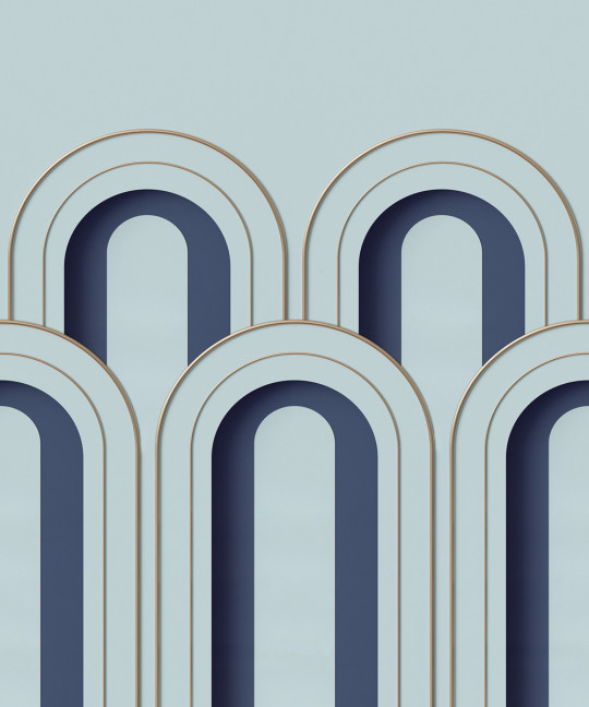 Grafische Tapete Arch Deco von Rebel Walls - Blue