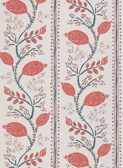 Nina Campbell Wallpaper Pomegranate Trail Red/ French Blue