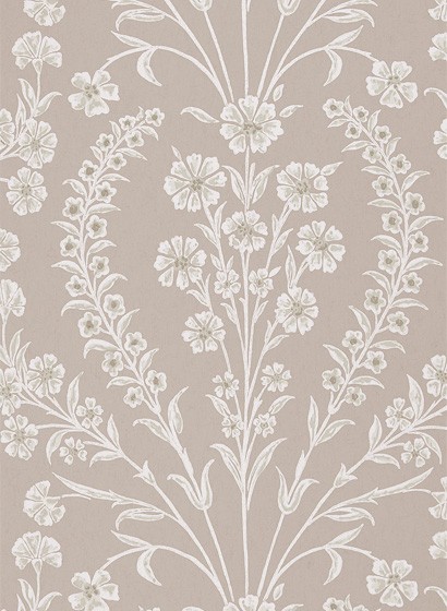 Blumen Tapete Chelwood von Nina Campbell - Dove Grey