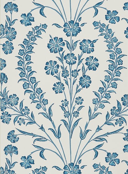 Blumen Tapete Chelwood von Nina Campbell - Blue/ Ivory