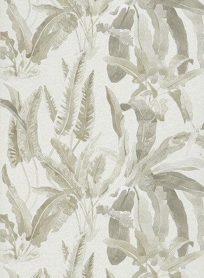 Nina Campbell Papier peint benmore - Grey/ Ivory