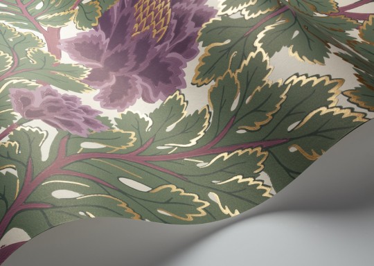 Cole & Son Wallpaper Aurora Mulberry & Sage on Parchment
