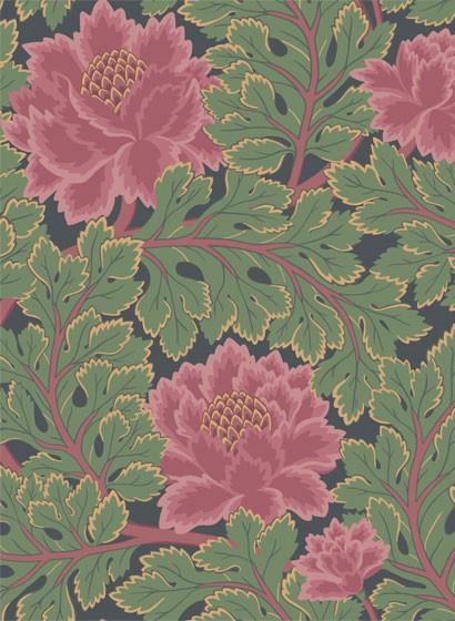 Cole & Son Wallpaper Aurora Rose & Forest on Charcoal