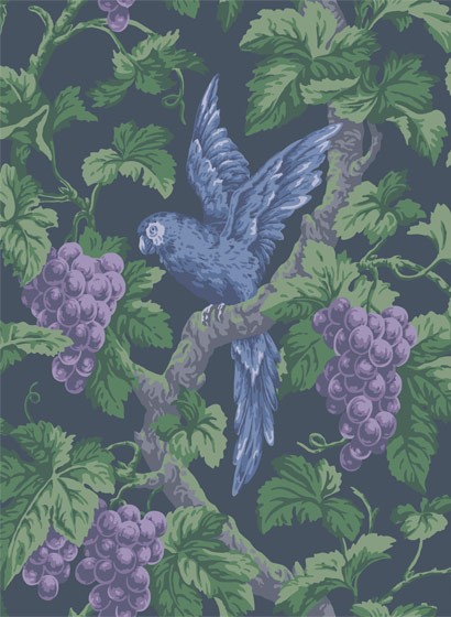 Cole & Son Wallpaper Woodvale Orchard - Violet, Purple & Forest on Ink