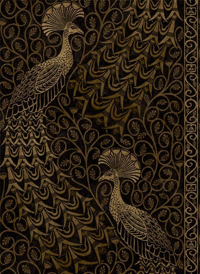 Cole & Son Wallpaper Pavo Parade - Metallic Gold on Soot