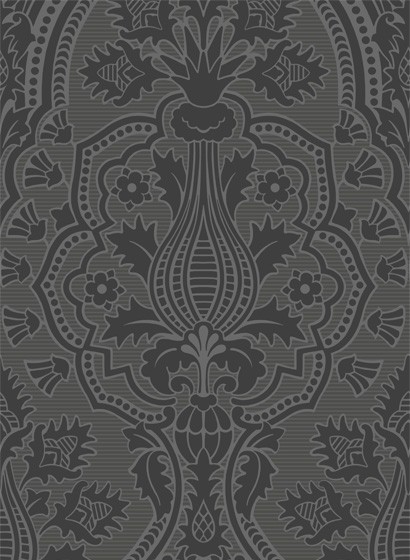 Cole & Son Wallpaper Pugin Palace Flock - Charcoal
