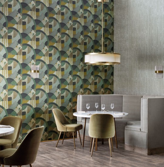 Zoffany Wallpaper Abstract 1928 Antique Olivine