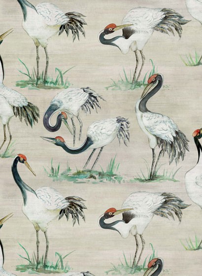Osborne & Little Wallpaper Cranes Linen