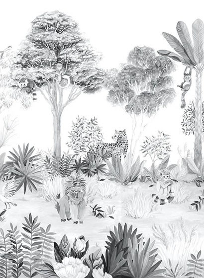 Wandbild Jungle von Sian Zeng - Grey