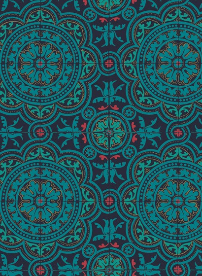 Cole & Son Wallpaper Piccadilly Petrol on Ink