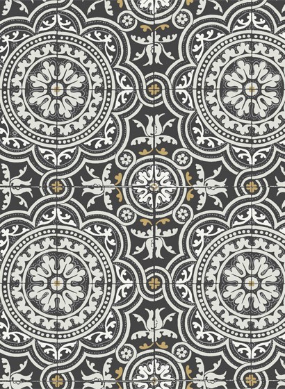 Cole & Son Papier peint Piccadilly - Grey on Black