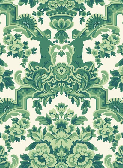 Cole & Son Wallpaper Lola Forest Greens on White
