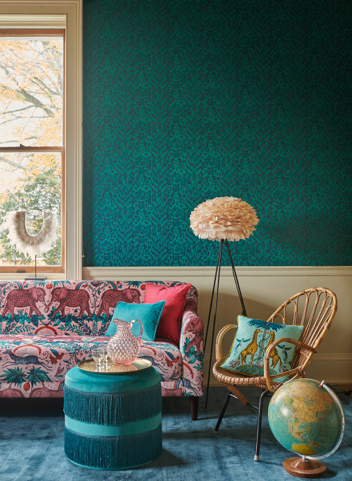 Clarke & Clarke Wallpaper Felis - Teal/ Rose Gold