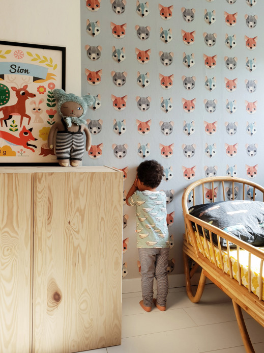 studio ditte Wallpaper Forest Animals Ice Blue