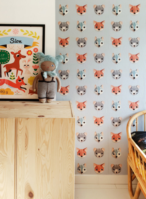 studio ditte Wallpaper Forest Animals Ice Blue