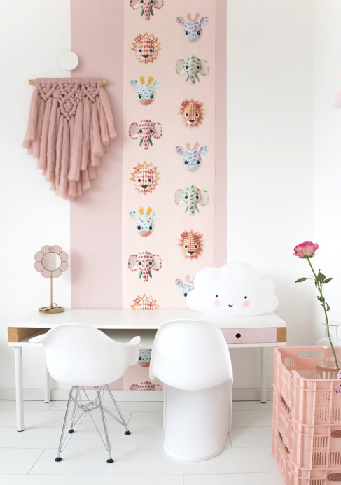 studio ditte Wallpaper Wild Animals Pink Wild Animals Pink