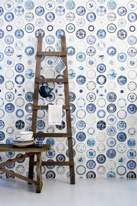 studio ditte Wallpaper Porcelain Blue Porcelain Blue