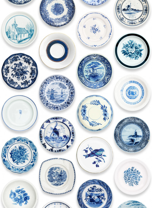 studio ditte Carta da parati Porcelain Blue - Porcelain Blue