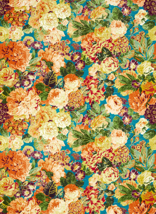 Sanderson Wallpaper Very Rose and Peony Kingfisher/ Rowan Berry