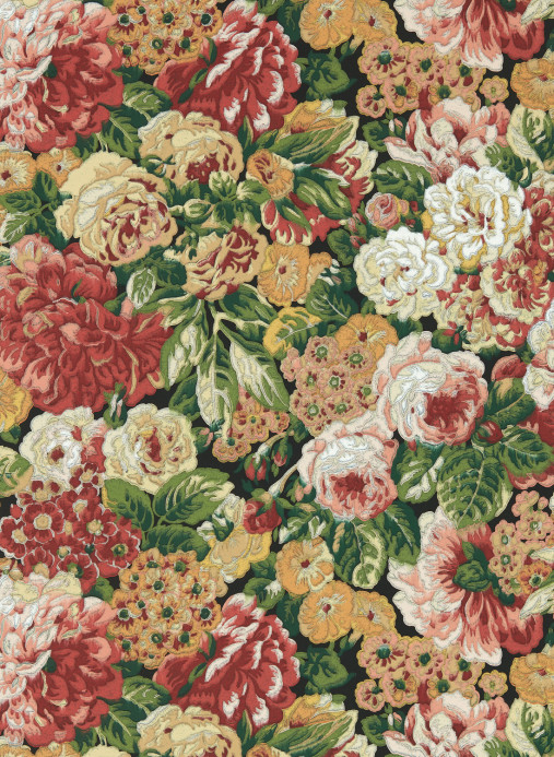 Sanderson Wallpaper Rose and Peony - Amanpuri Red/ Devon Green