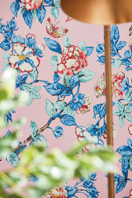 Sanderson Wallpaper Caverley - Rose/ French Blue