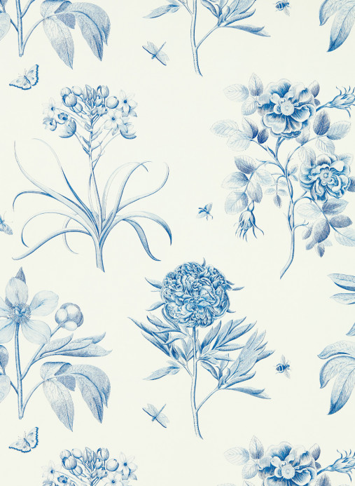 Sanderson Wallpaper Etchings & Roses - China Blue