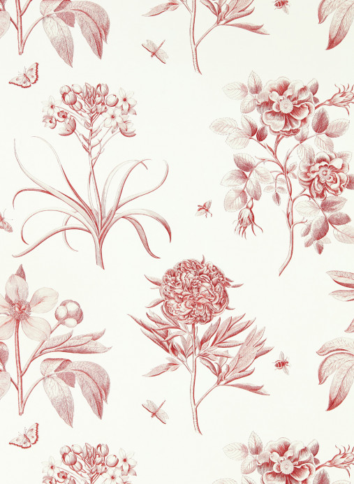 Sanderson Wallpaper Etchings & Roses - Amanpuri Red
