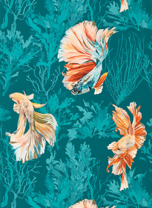Harlequin Wallpaper Halfmoon - Azurite/ Coral