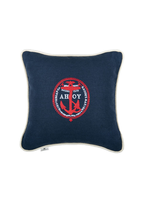 Mindthegap Ahoy Cushion - Indigo blue/ Red/ White/ Rope - 50x50cm