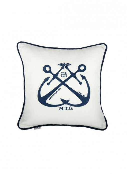 Mindthegap Voyage Anchors Cushion - Blue/ White/ Rope - 50x50cm