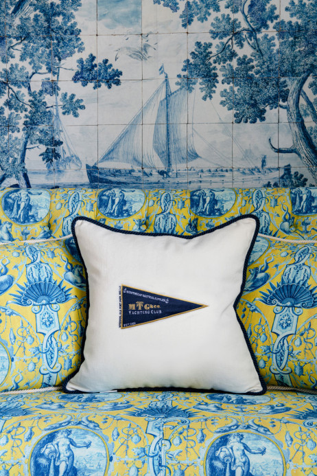 Mindthegap Yachting Club Cushion - Blue/ White/ Yellow/ Rope - 50x50cm