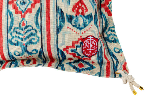 Mindthegap Mediterraneo Ikat Cushion - Indigo/ Red/ White/ Rope - 50x50cm