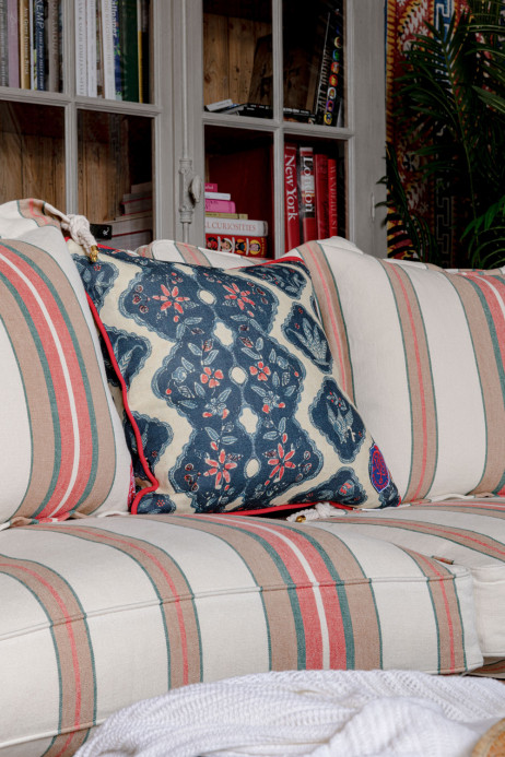 Mindthegap Phoenicia Batik Cushion - Indigo/ Red/ White - 50x50cm