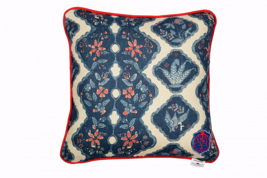 Mindthegap Phoenicia Batik Cushion - Indigo/ Red/ White - 50x50cm