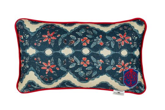 Mindthegap Phoenicia Batik Cushion - Indigo/ Red/ White - 50x30cm