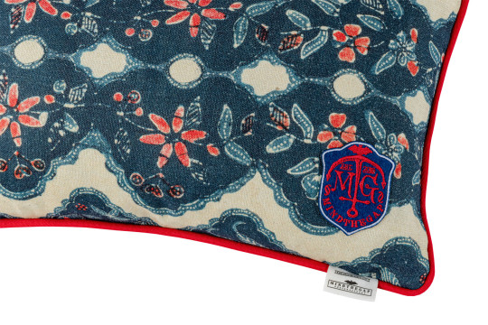 Mindthegap Phoenicia Batik Cushion - Indigo/ Red/ White - 50x30cm