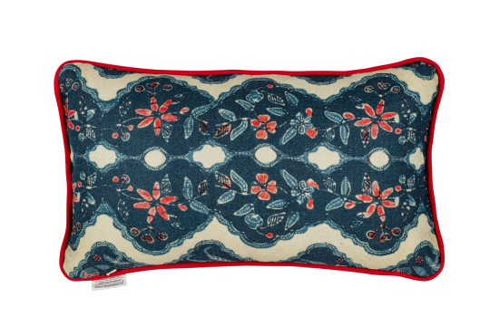 Mindthegap Phoenicia Batik Cushion - Indigo/ Red/ White - 50x30cm