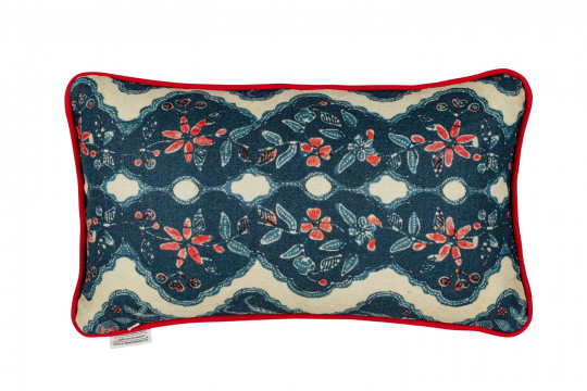 MINDTHEGAP Phoenicia Batik Cushion - Indigo/ Red/ White - 50x30cm