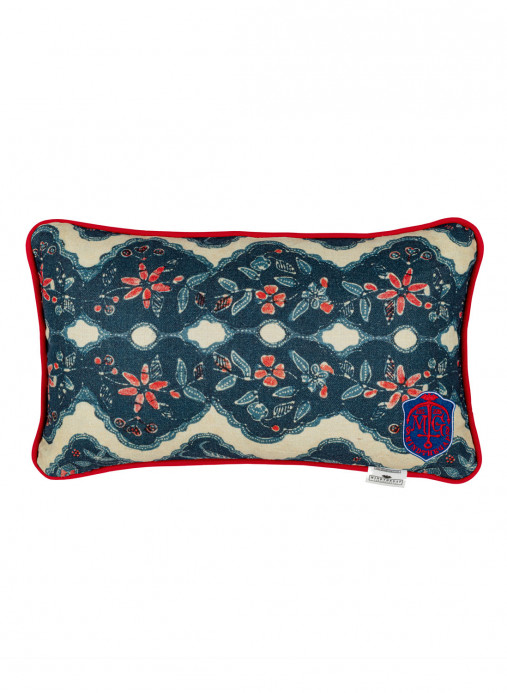 MINDTHEGAP Phoenicia Batik Cushion - Indigo/ Red/ White - 50x30cm