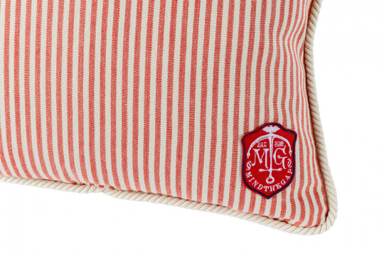 Mindthegap Rhubarb Stripe Cushion - Red/ White/ Rope - 50x50cm