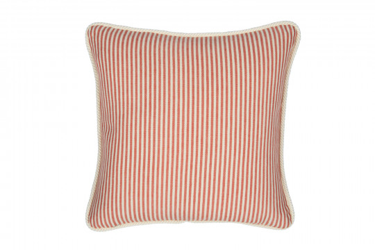 Mindthegap Rhubarb Stripe Cushion - Red/ White/ Rope - 50x50cm