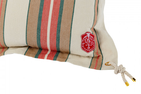 Mindthegap Herina Stripe Cushion - Brown/ Green/ White/ Tassel - 50x50cm