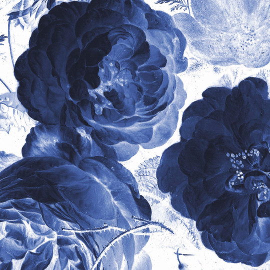 KEK Amsterdam Papier peint panoramique Royal Blue Flowers 1 Circle - S - 1.425m