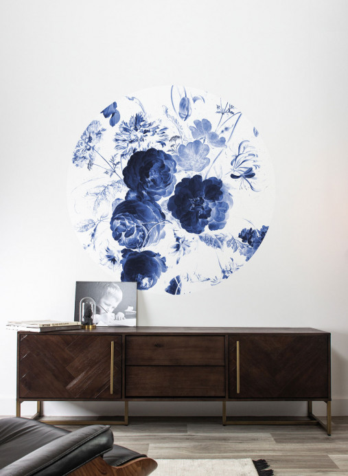 KEK Amsterdam Mural Royal Blue Flowers 1 Circle
