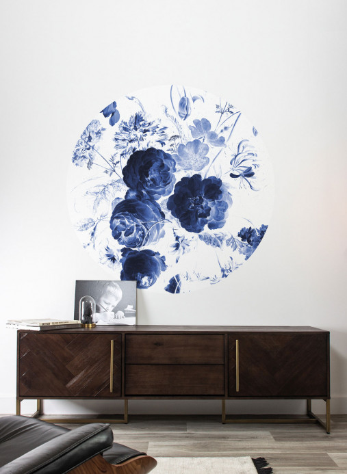 KEK Amsterdam Papier peint panoramique Royal Blue Flowers 1 Circle