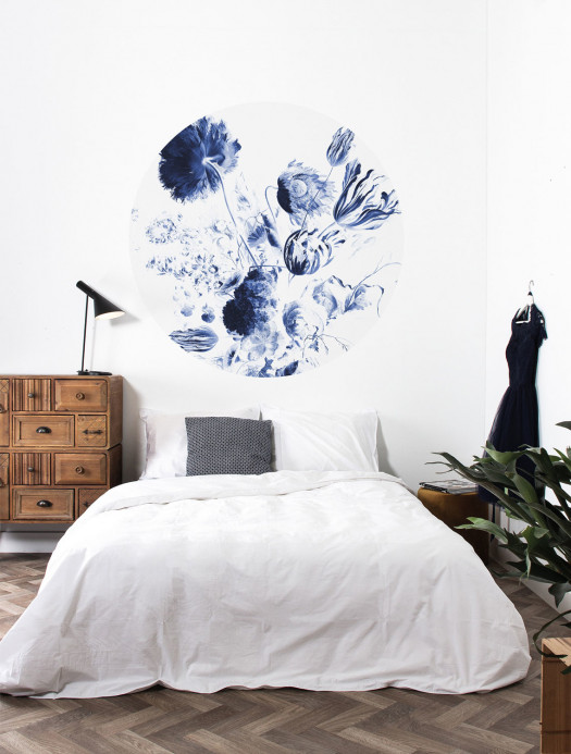 KEK Amsterdam Papier peint panoramique Royal Blue Flowers 2 Circle