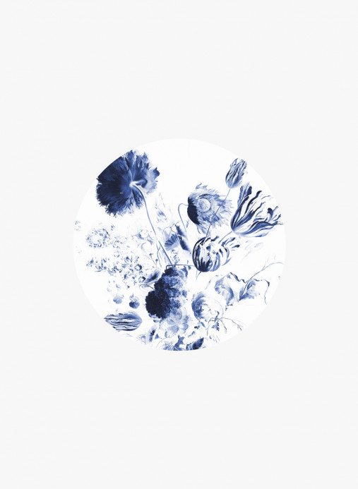KEK Amsterdam Wandbild Royal Blue Flowers 2 Circle - S - 1.425m