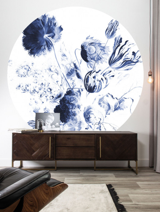 KEK Amsterdam Papier peint panoramique Royal Blue Flowers 2 Circle